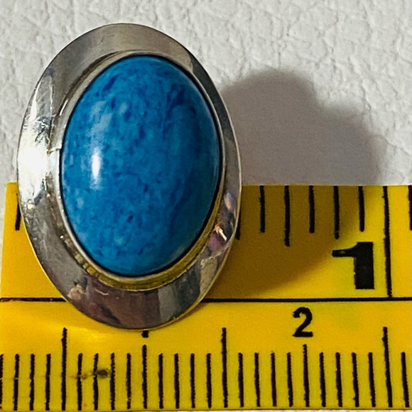 NAVAJO Sterling Silver BLUE DENIM LAPIS Large Oval Concho EARRINGS - Picture 5 of 6